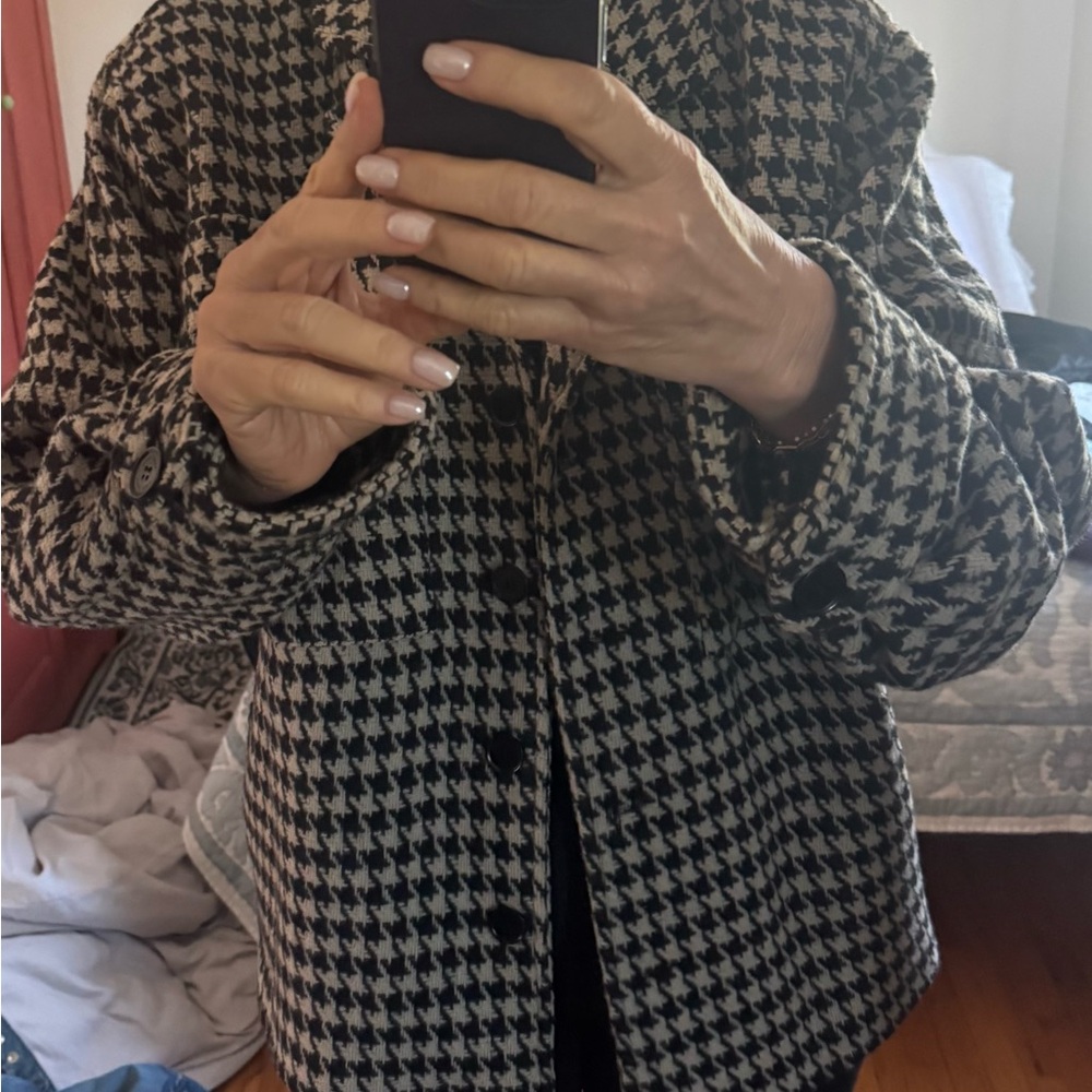 Anine Bing Black and White Houndstooth Blazer Sz Large